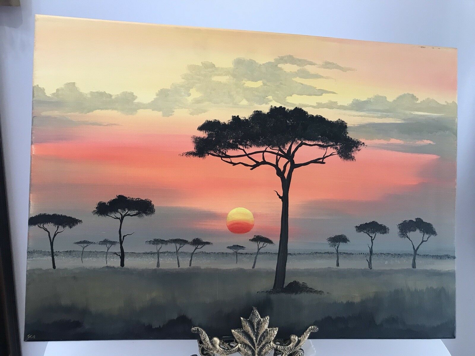 Original Oil Painting On Canvas Rare Aboriginal Australia photo Art