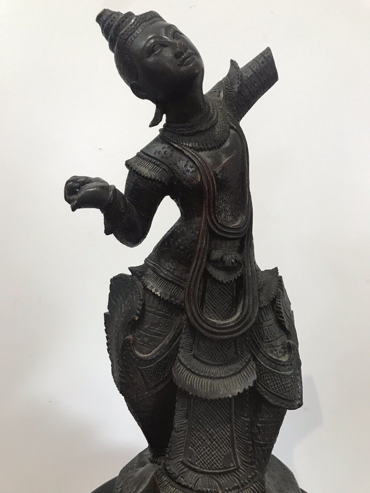 Antique Wood Carving Thai Figural Female Statue photo furniture