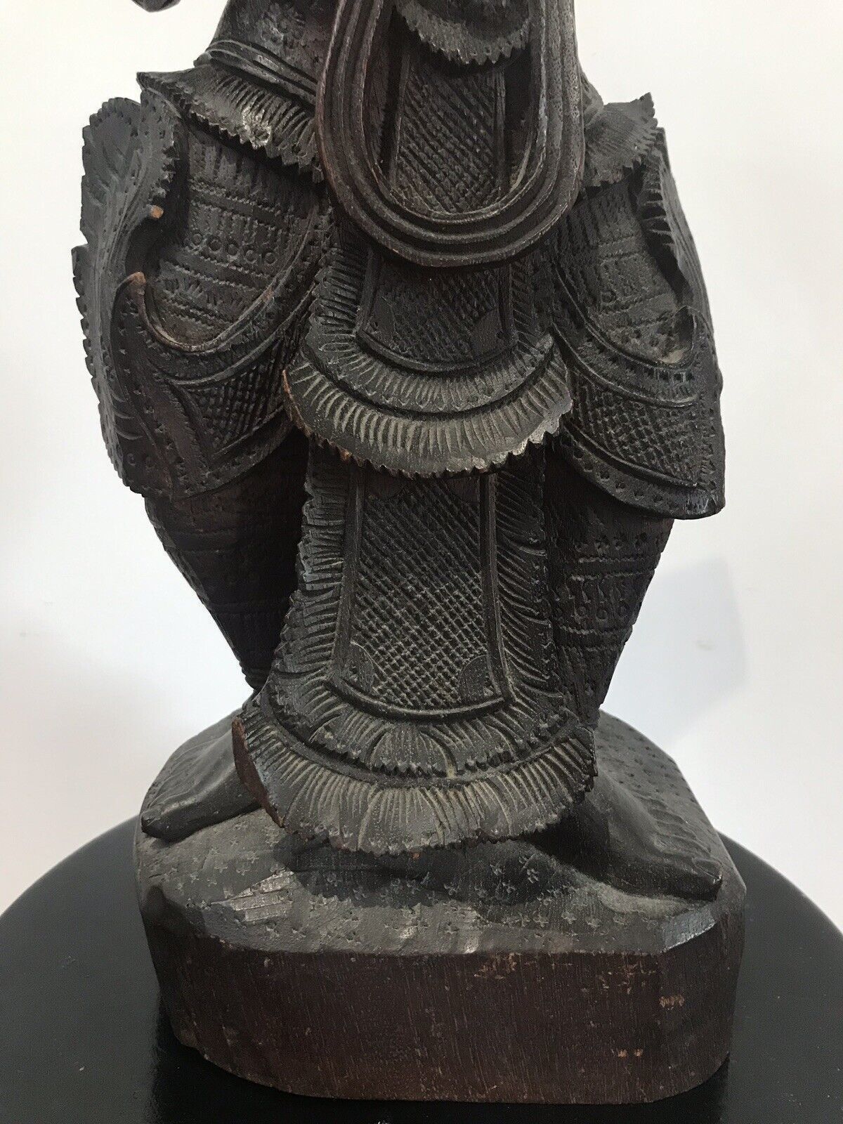 Antique Wood Carving Thai Figural Female Statue photo vintage