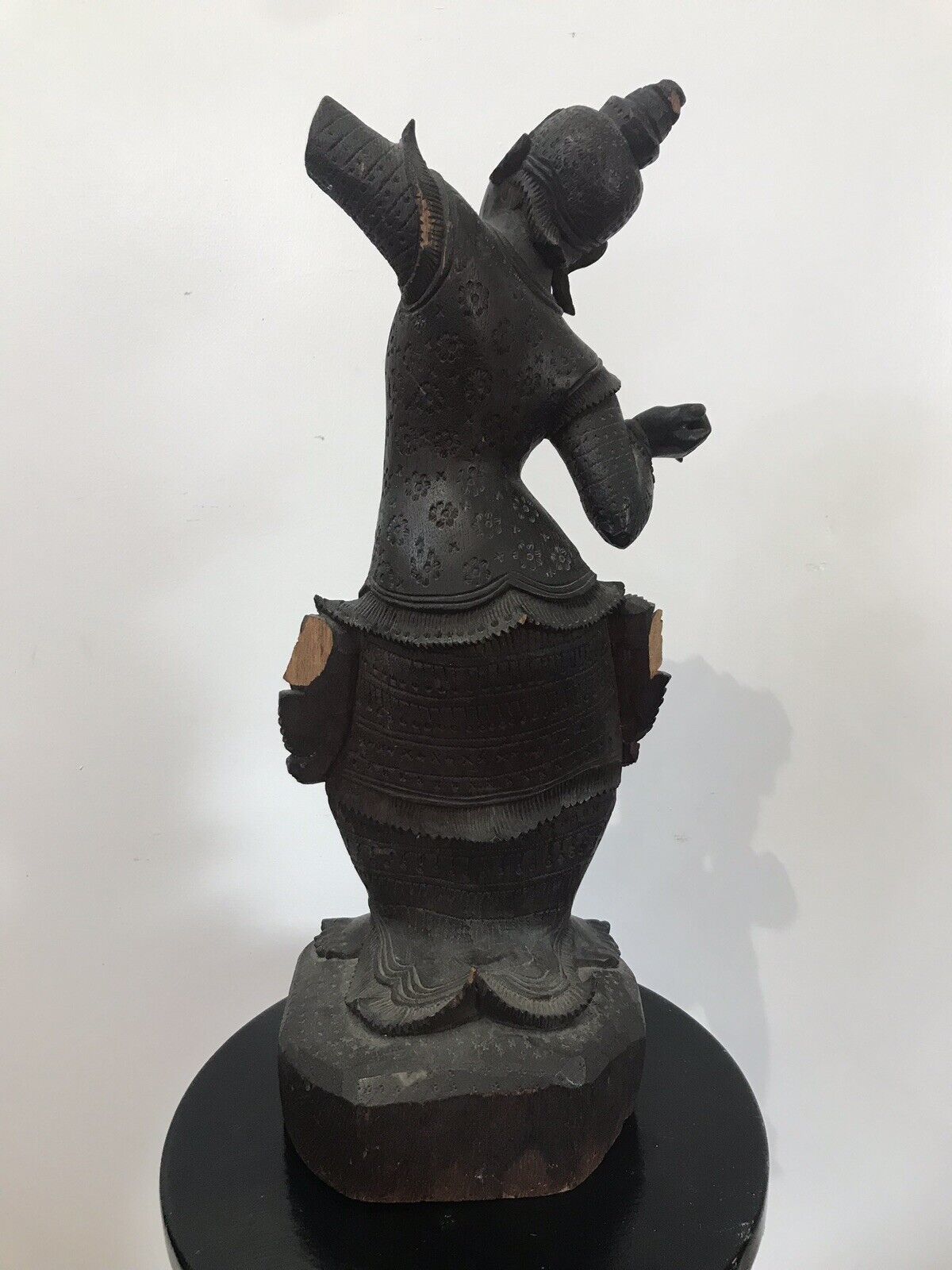 photo for sale Antique Wood Carving Thai Figural Female Statue