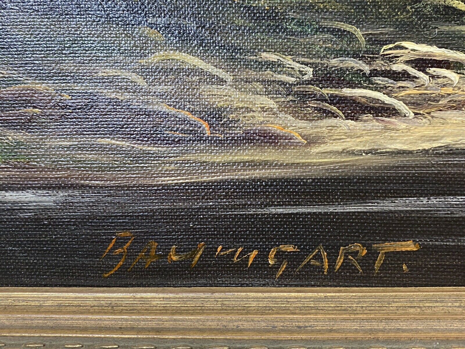 Art Original German Panoramic Sunset Landscape Oil Painting Artist Horst Baumgart photo