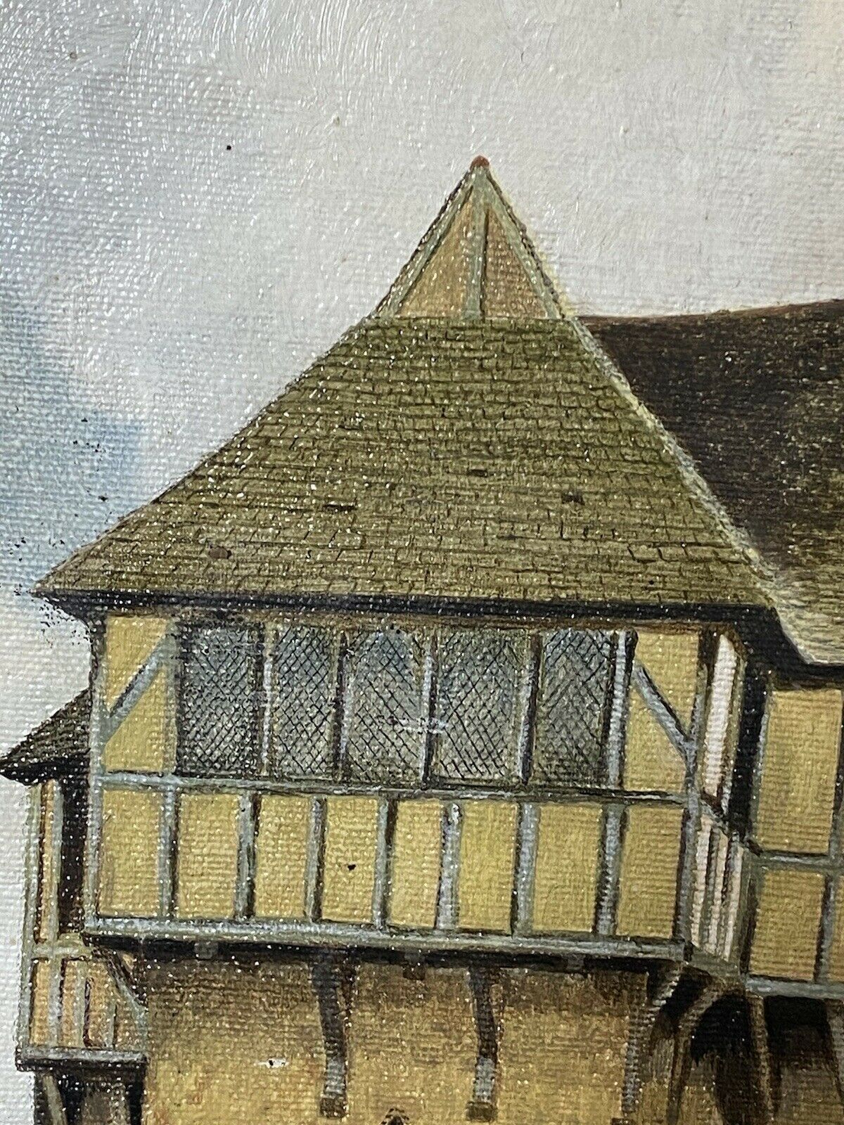 Historical 20thc Oil Painting Of Stokesay Castle Shropshire By Artist R Price photo buy