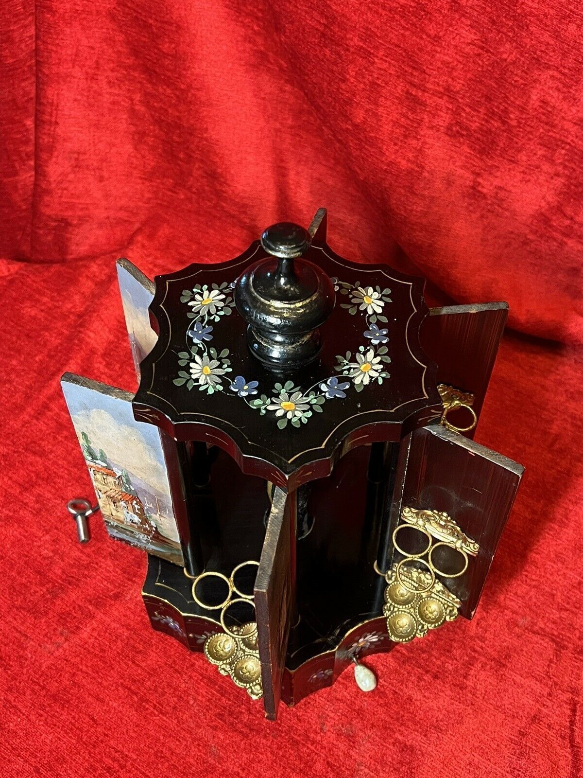 Antique Swiss Reuge Musical Cigarette Carousel Adorned With Landscape Scenes photo buy