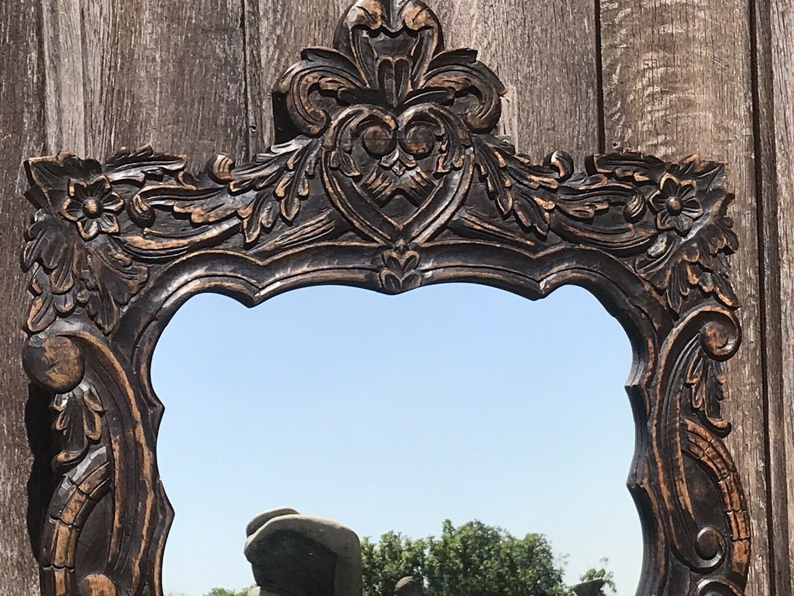 Beautiful Ornate Floral Hand Carved 19th Century Jacobean Pier Glass Mirror photo for sale