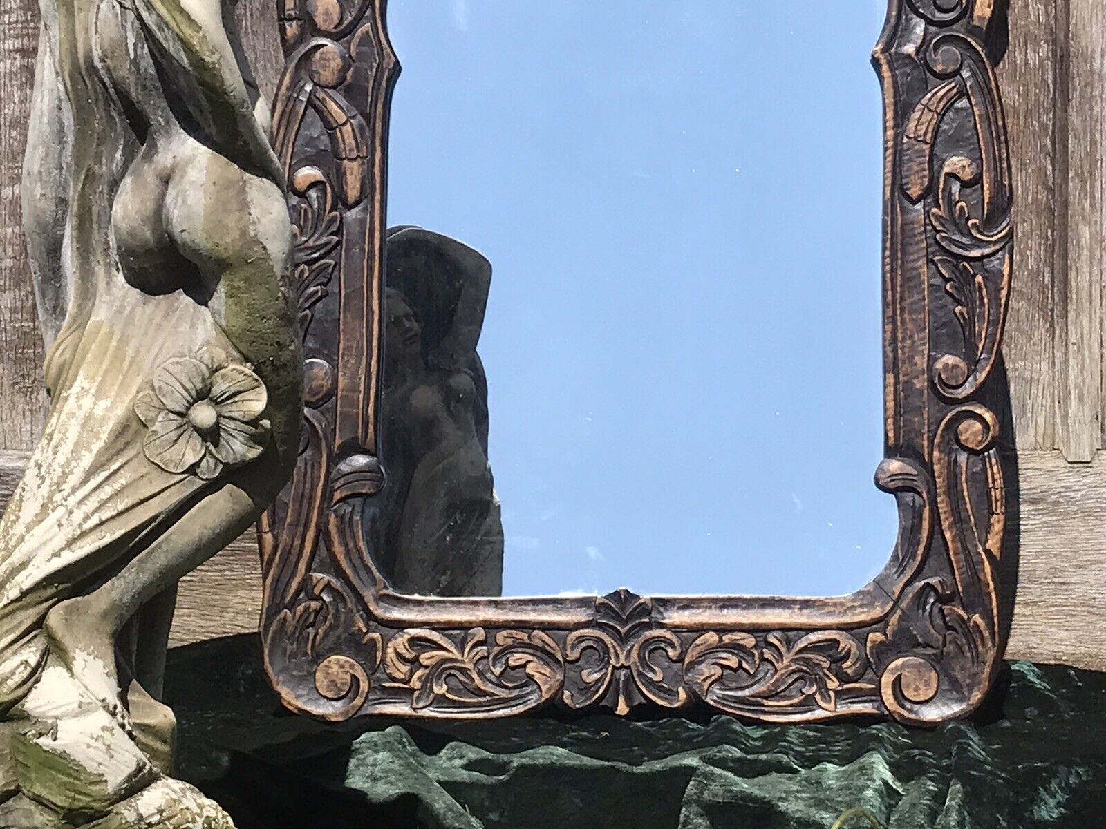 Beautiful Ornate Floral Hand Carved 19th Century Jacobean Pier Glass Mirror photo vinterior