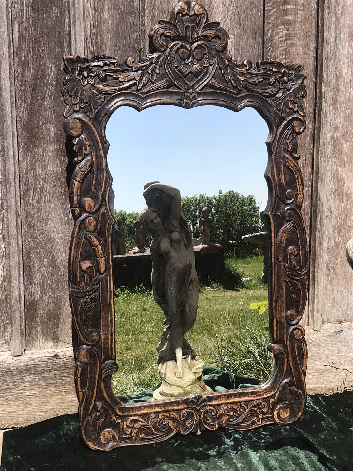 photo furniture Beautiful Ornate Floral Hand Carved 19th Century Jacobean Pier Glass Mirror