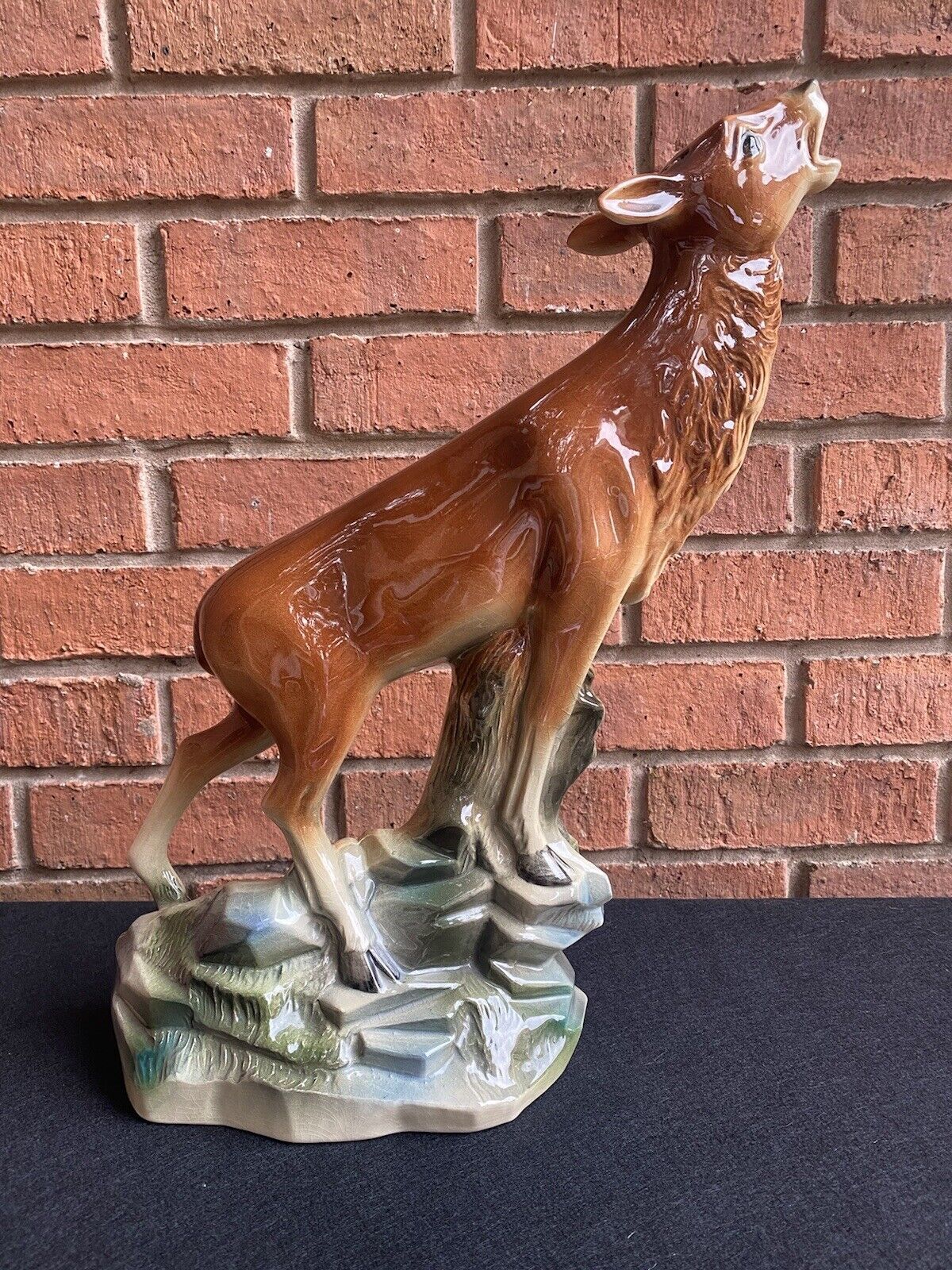 Rare Art Deco Lustreware Large Deer Figurine Byjema Holland Foundry Mould No25 photo furniture