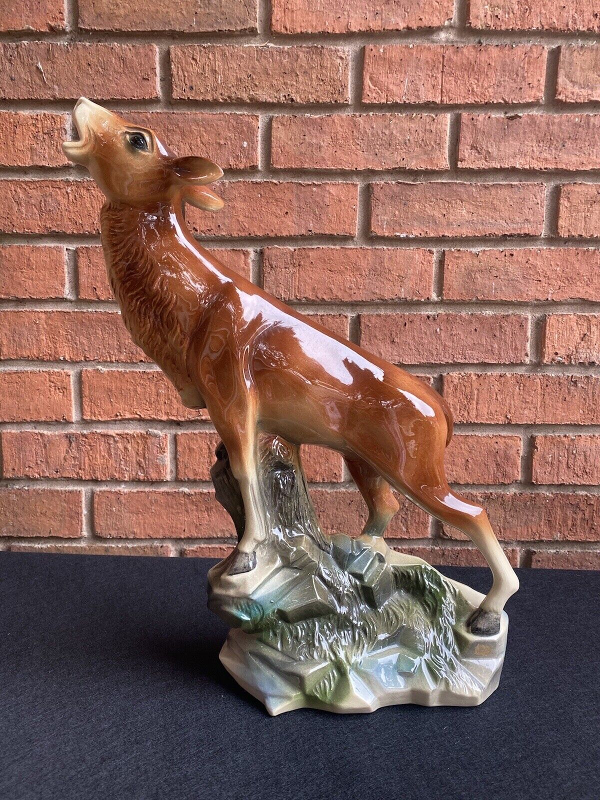 Rare Art Deco Lustreware Large Deer Figurine Byjema Holland Foundry Mould No25 photo Art
