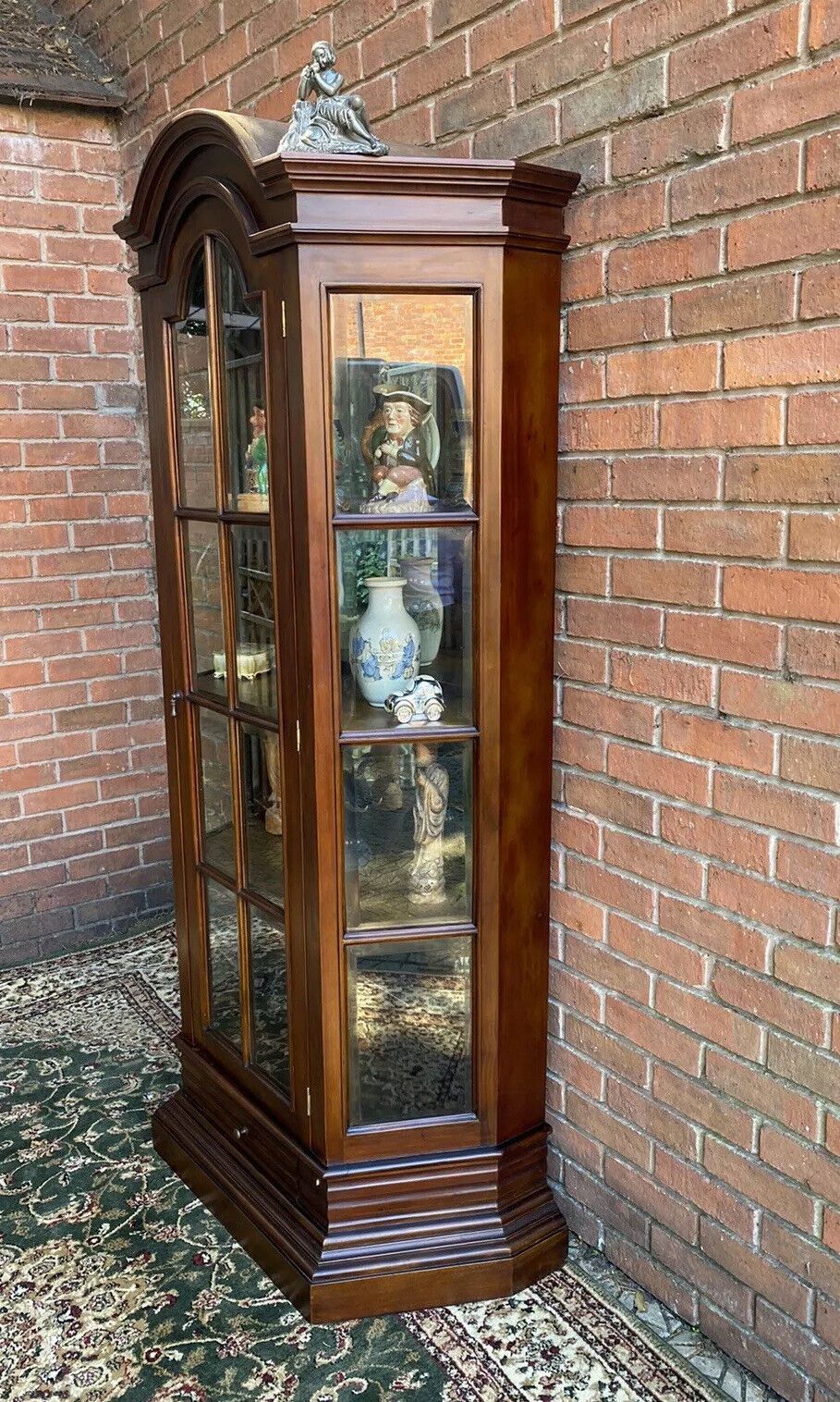 Fine Georgian Style Berger Master Tall Curved Display Cabinet In Solid Elm Wood photo buy