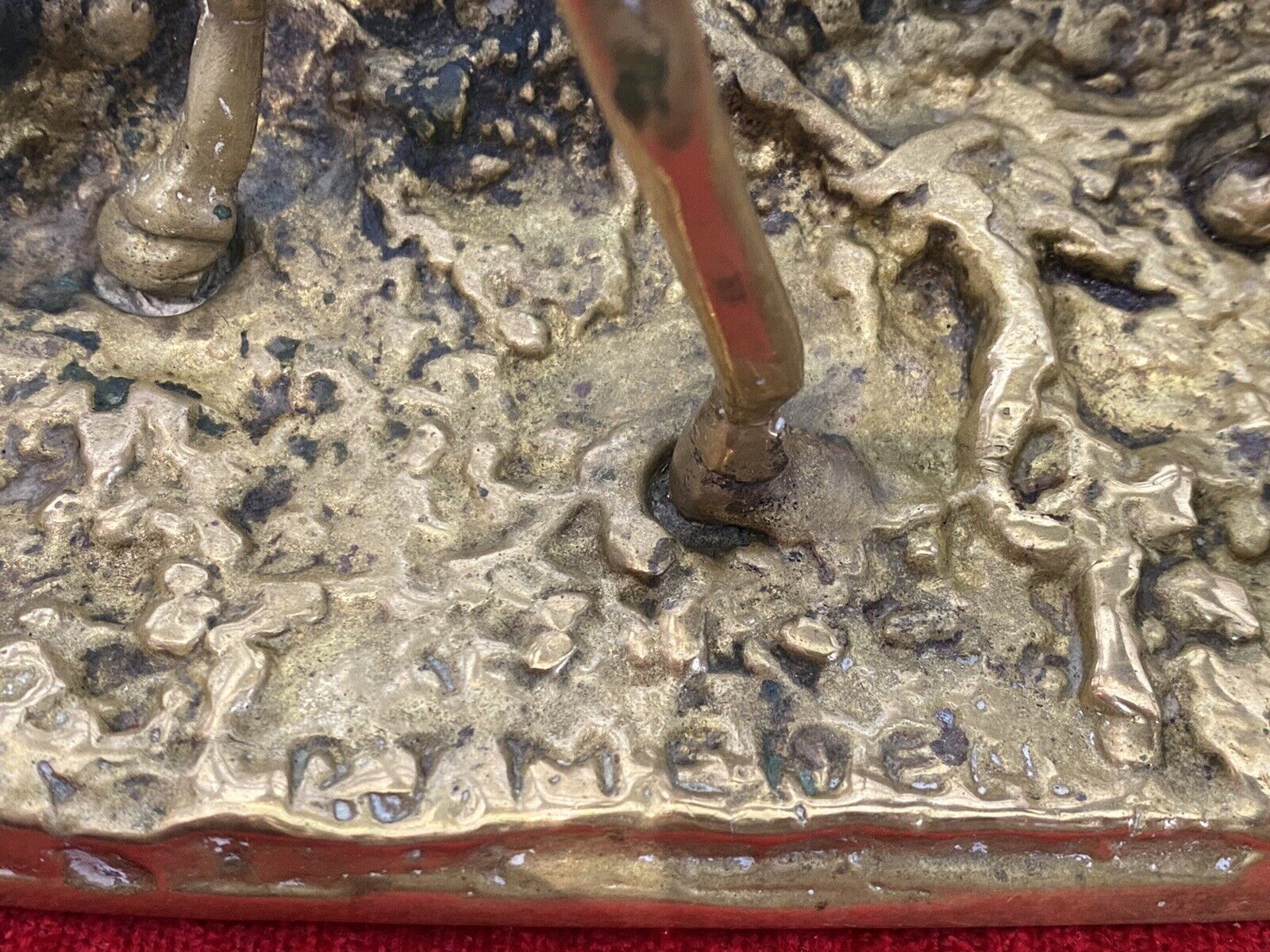 225.0 Brass Stallion Sculpture After P J Mene Titled Djinn Etalon Barbe photo