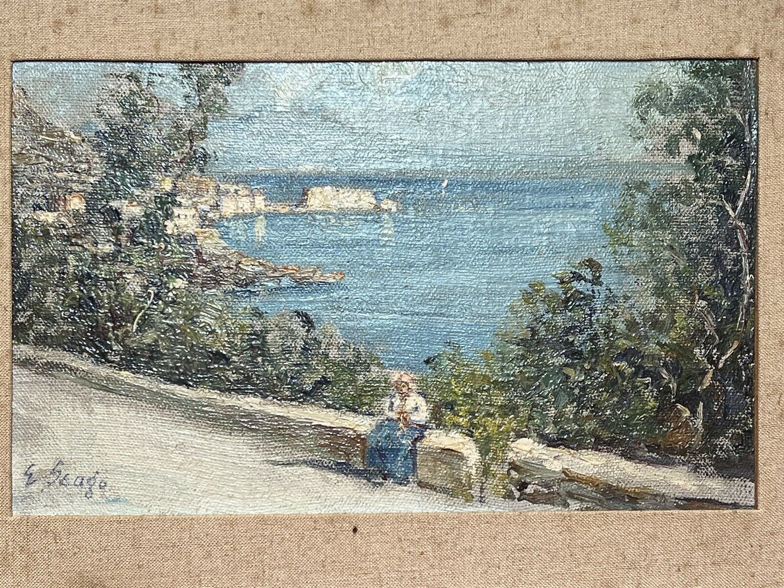 Fine Art Oil Painting Of Portuguese Coastal View Attributed To Edward Seago photo for sale