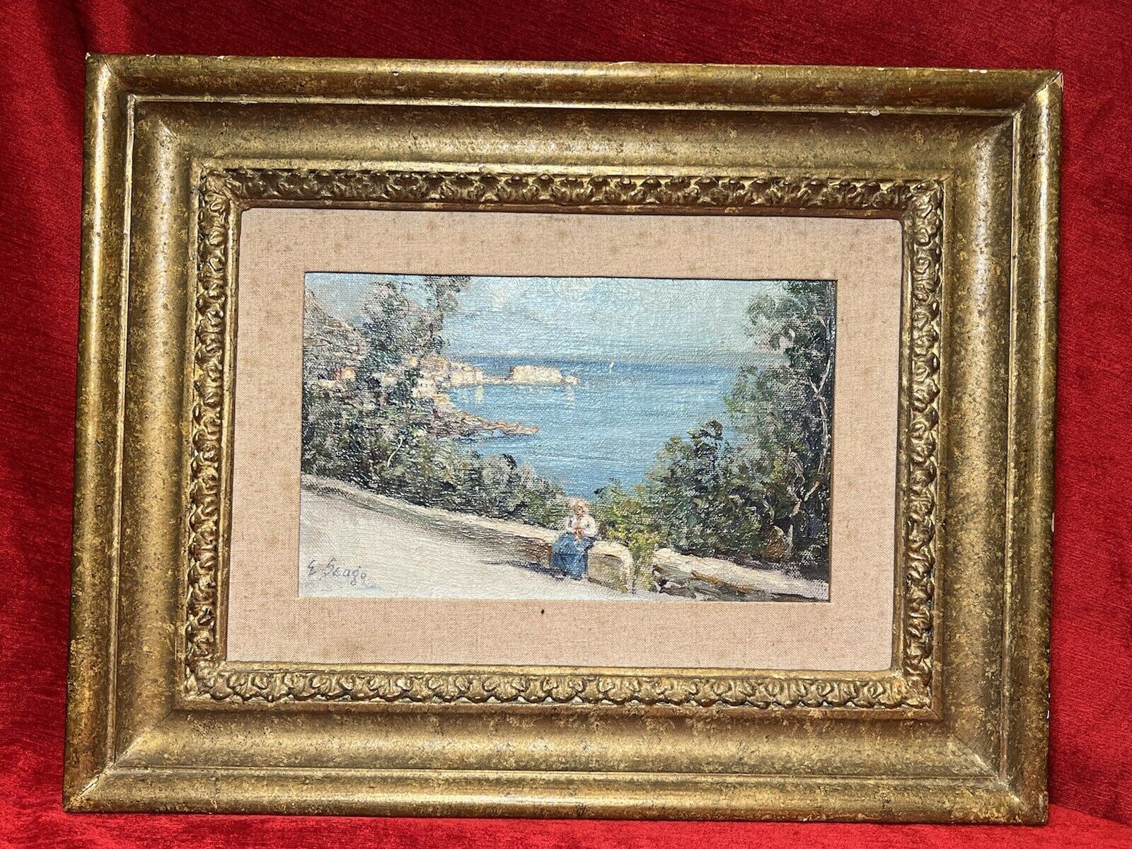 photo for sale Fine Art Oil Painting Of Portuguese Coastal View Attributed To Edward Seago
