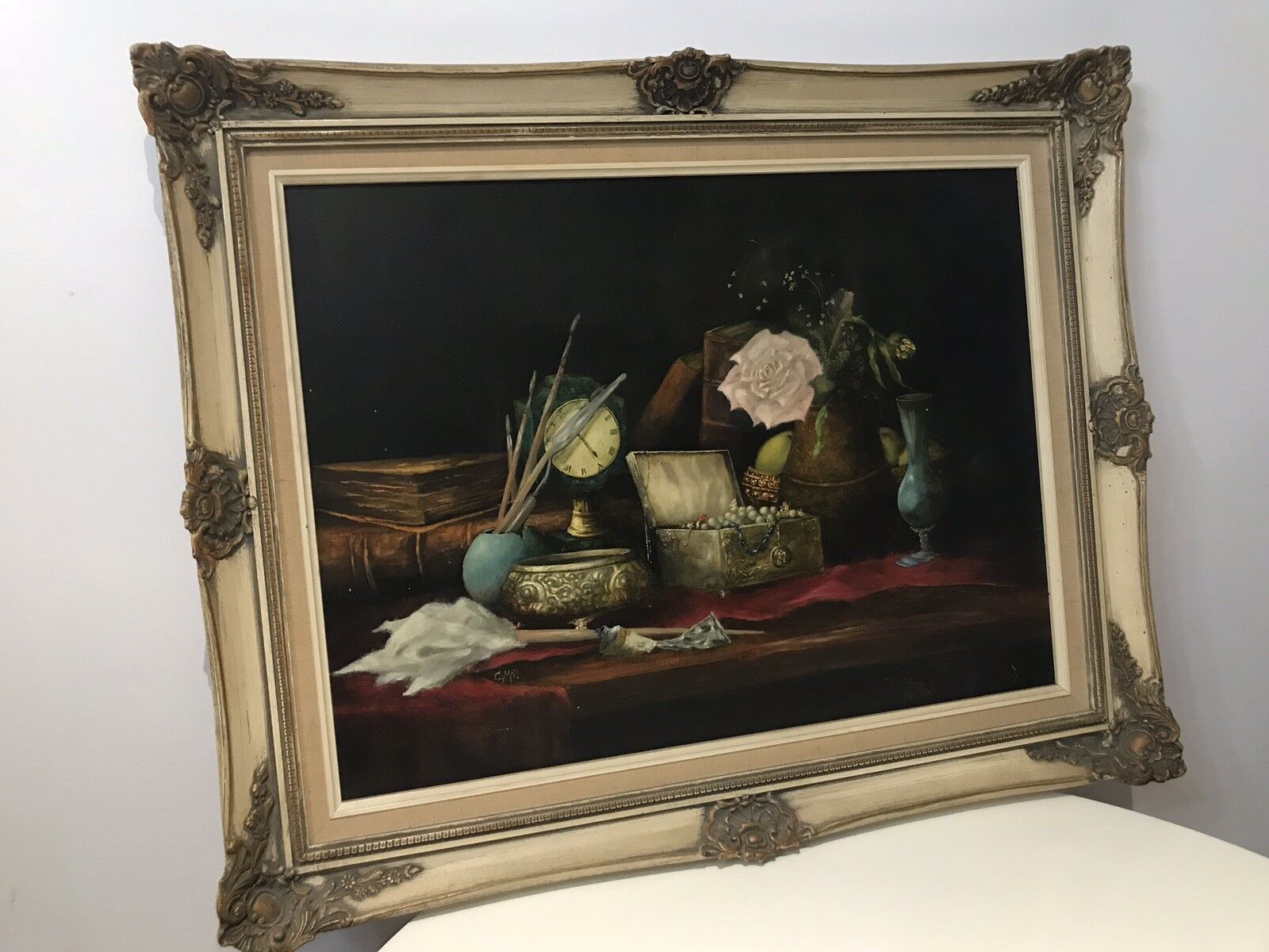 Rare Antiquirian Collecters Oil Painting Signed By Artist C.M.P photo Art