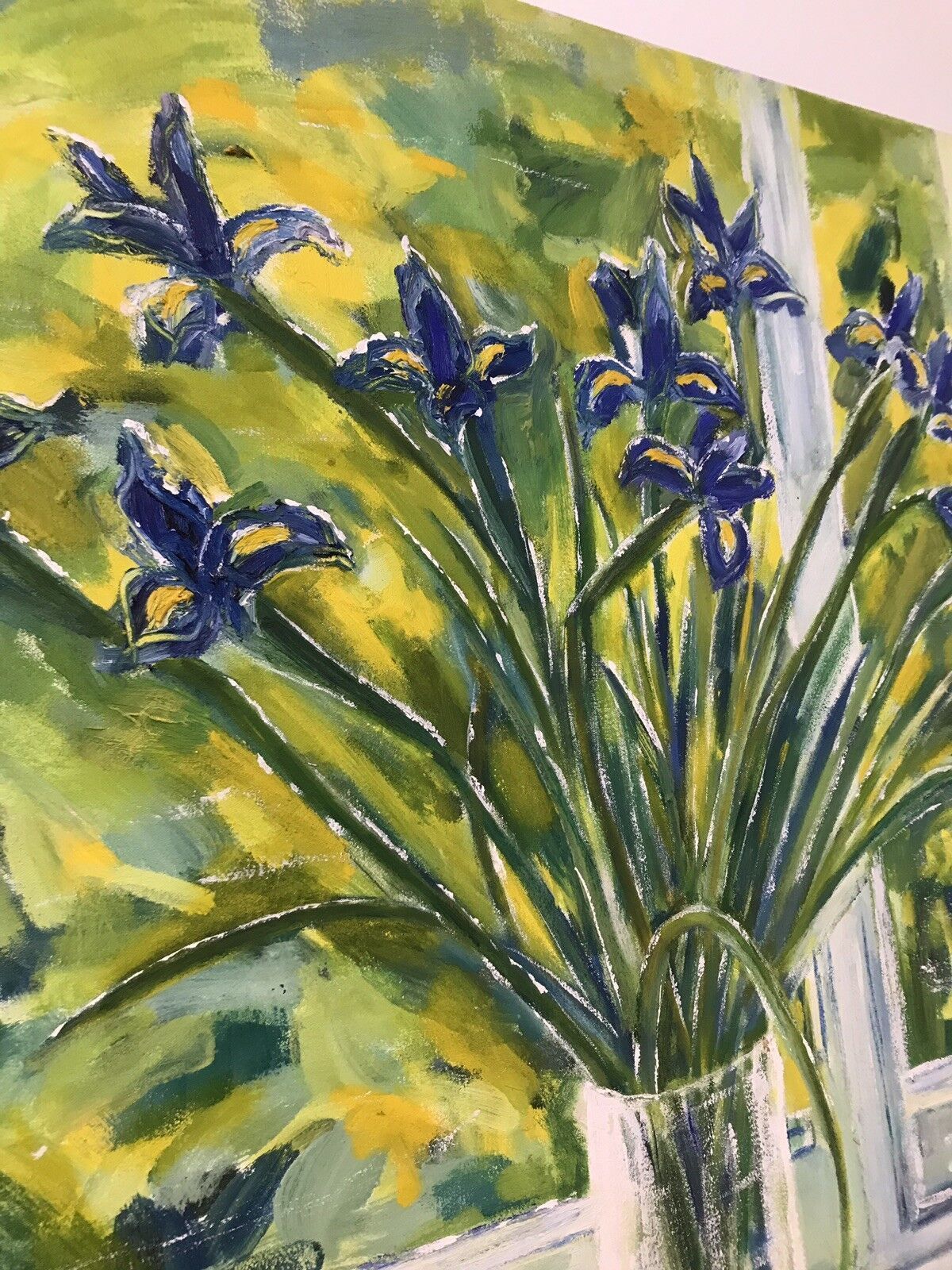 photo furniture Modern Art Oil On Canvas Vase Of Dutch Iris