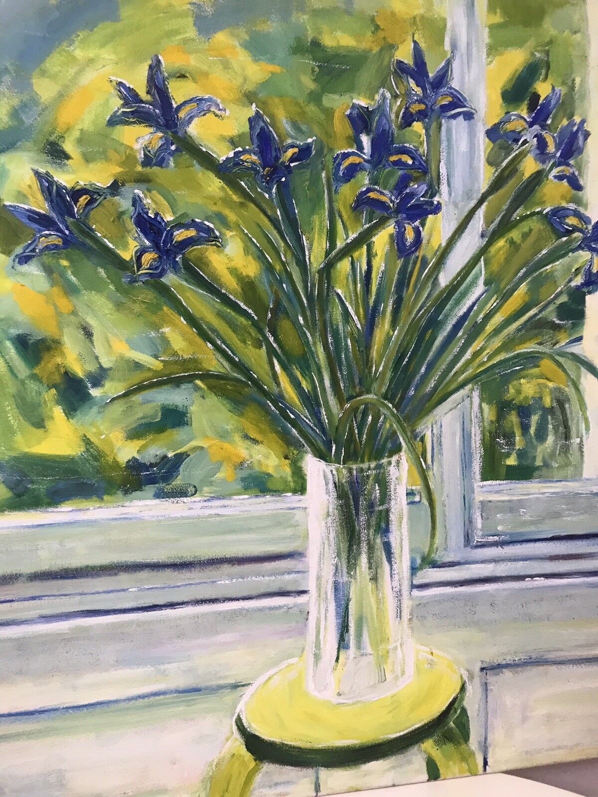 Art Modern Art Oil On Canvas Vase Of Dutch Iris photo