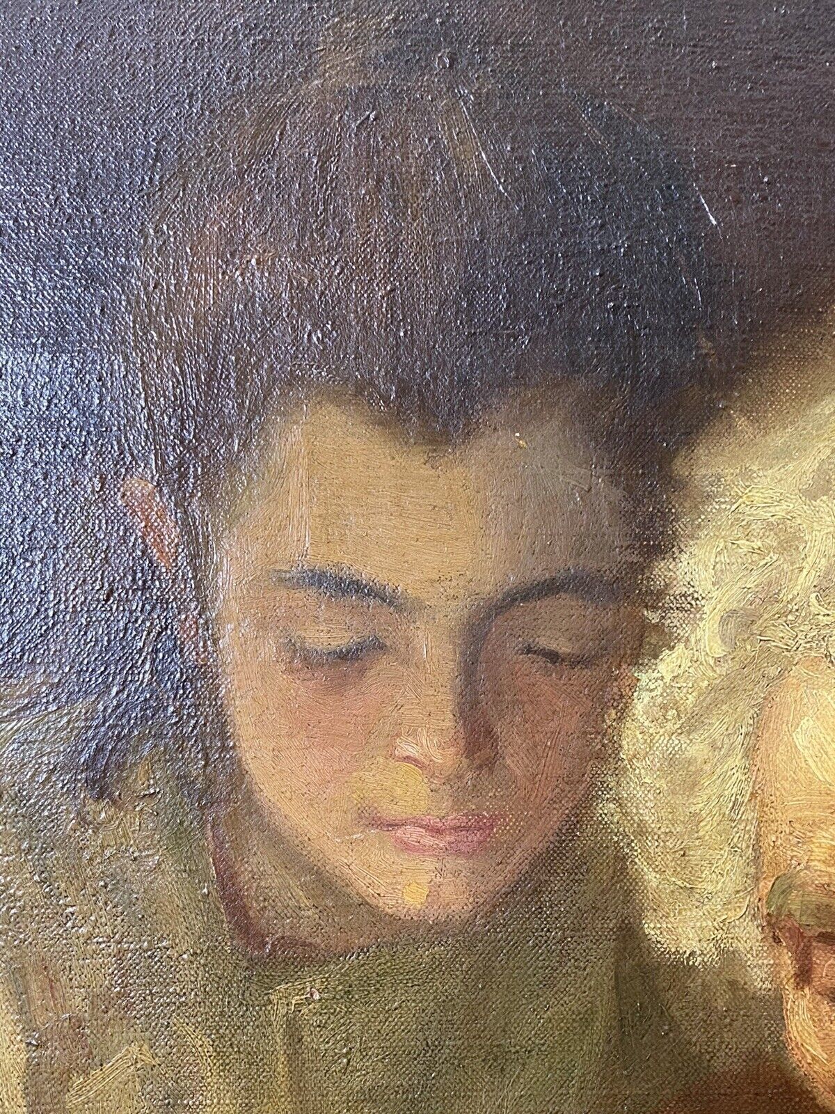 Art Double Portrait Of Grandfather & Grand Daughter Reading By A L Simpson photo
