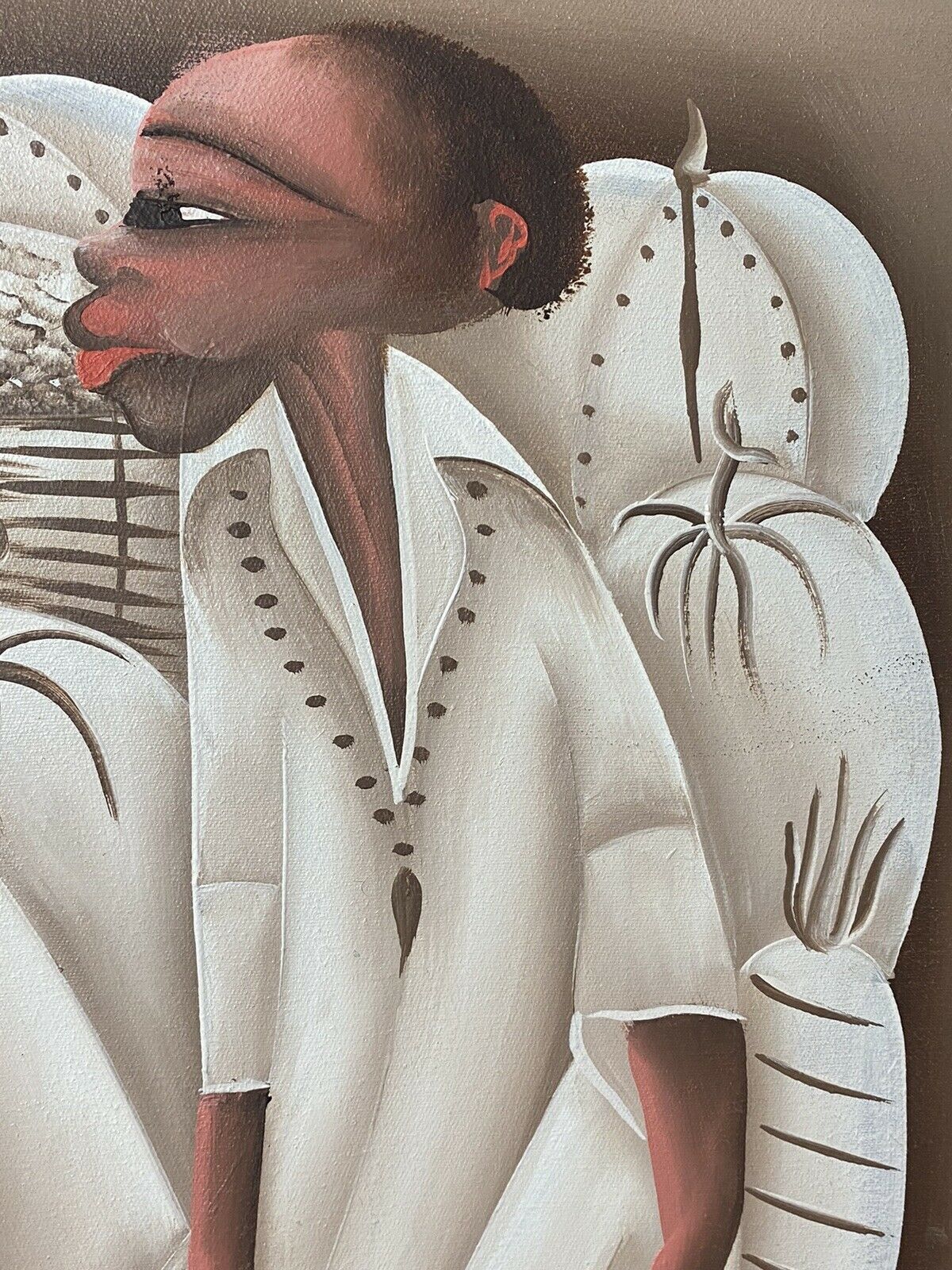 20th Century African Cultural Oil Artwork In The Manner Of Chris Ofili Signed photo for sale