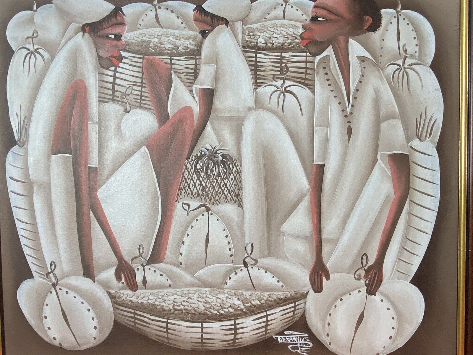 20th Century African Cultural Oil Artwork In The Manner Of Chris Ofili Signed photo buy