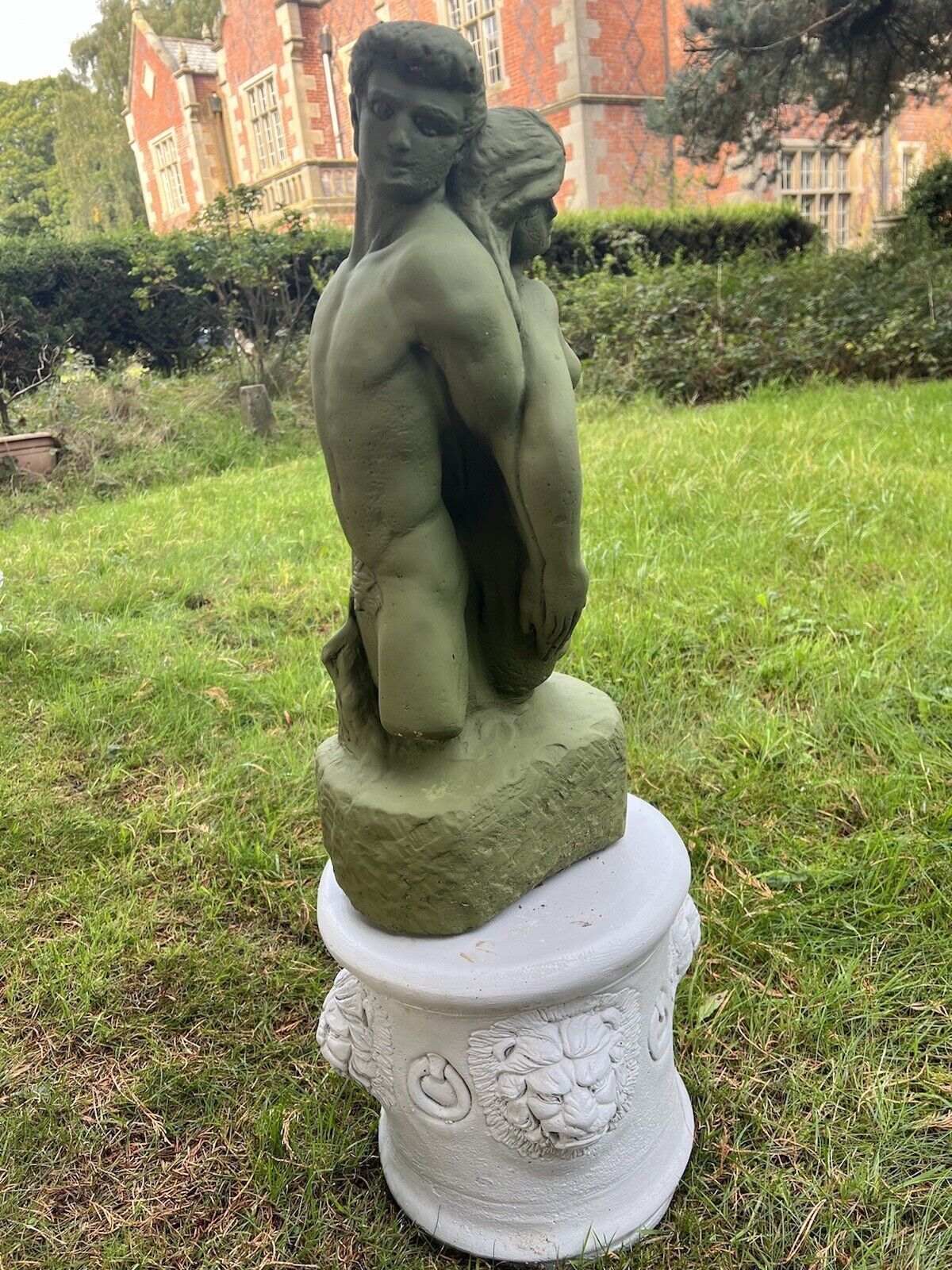 photo for sale The Myth Of Adam & Eve Garden Trophy Sculpture On Cylindrical Plinth