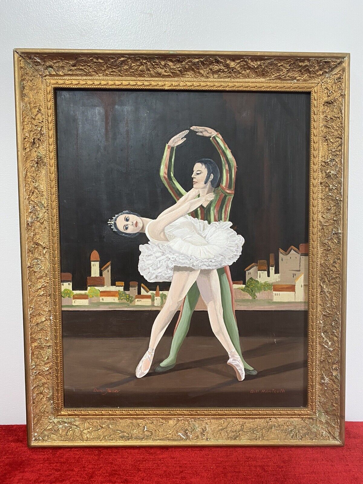 Glorious French Don Juan Ballet Portrait Oil Painting Signed & In Ornate Frame