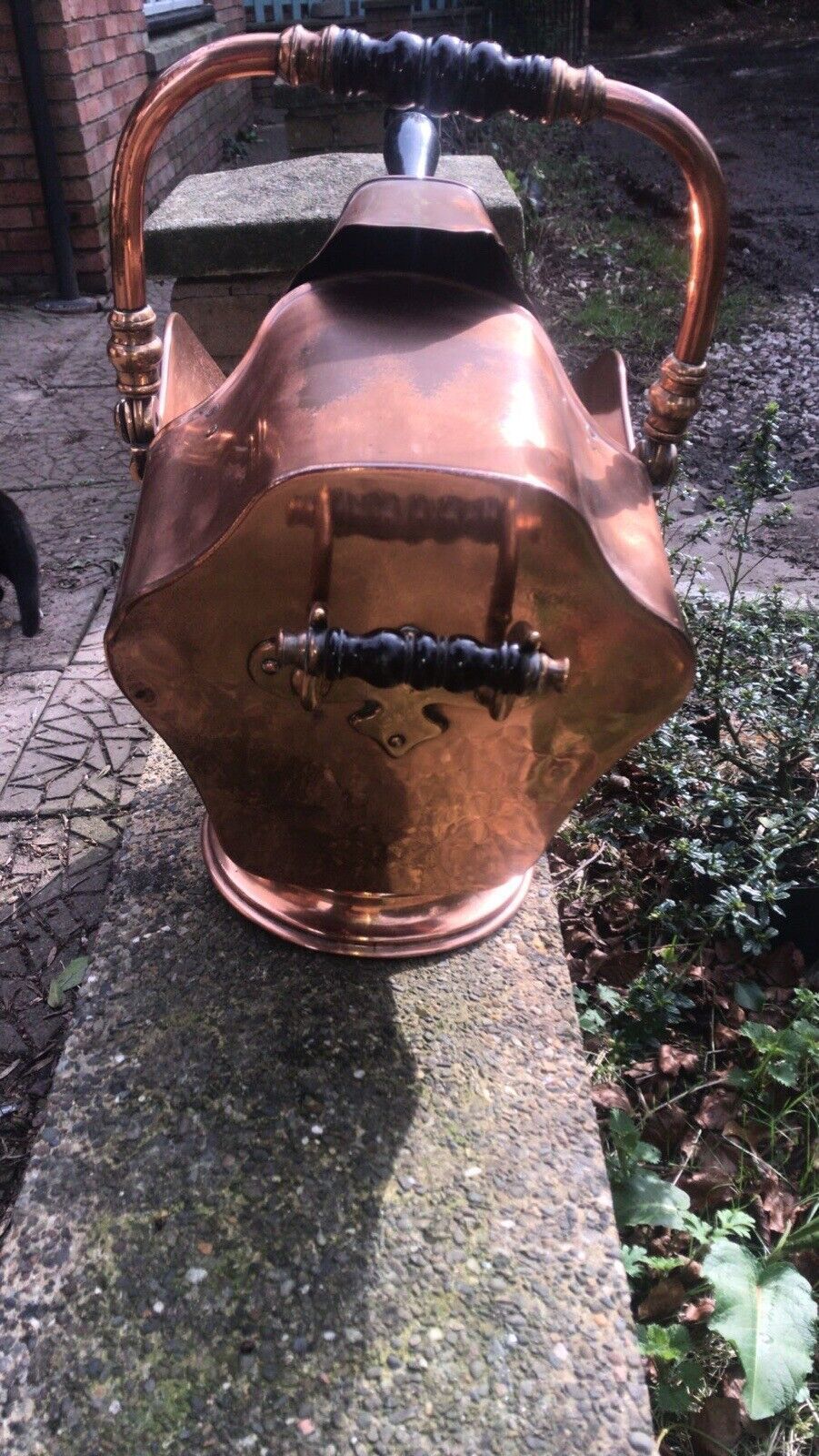 395.0 Fine Period 1820 Georgian Helmet Coal Scuttle With Original Coat Shovel photo