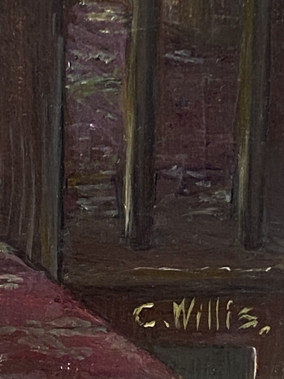 650.0 Victorian Oil Painting Of Mother And Daughter In Interior Scene Signed C Willis photo