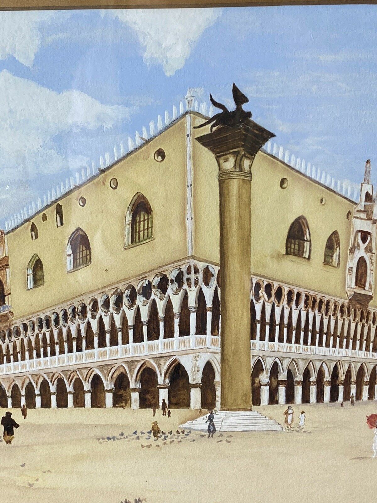 Historic Architectural Study Doges Palace Venice Watercolour Painting Signed photo vinterior