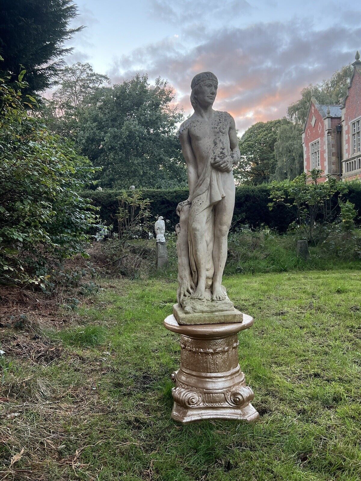 Roman Male Senator Augustas Holding Scripture Set Upon Plinth Garden Showpiece photo furniture