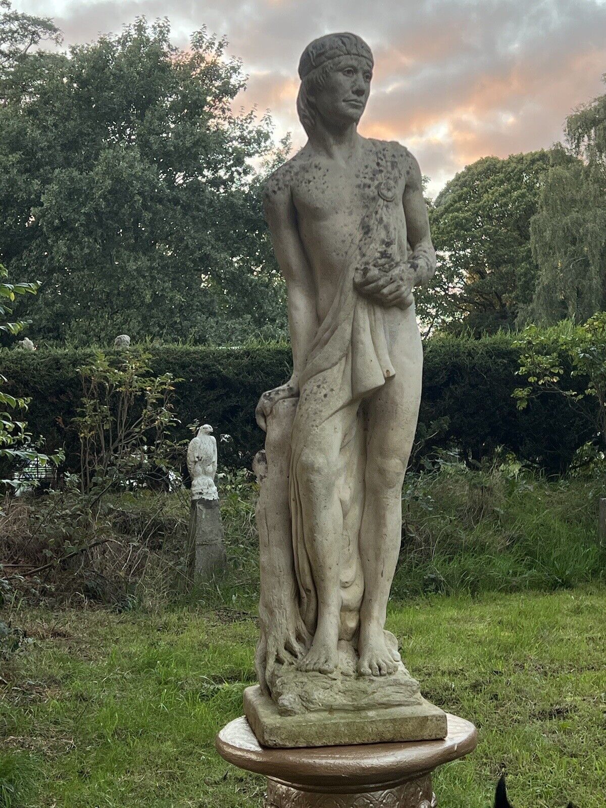 Roman Male Senator Augustas Holding Scripture Set Upon Plinth Garden Showpiece photo for sale