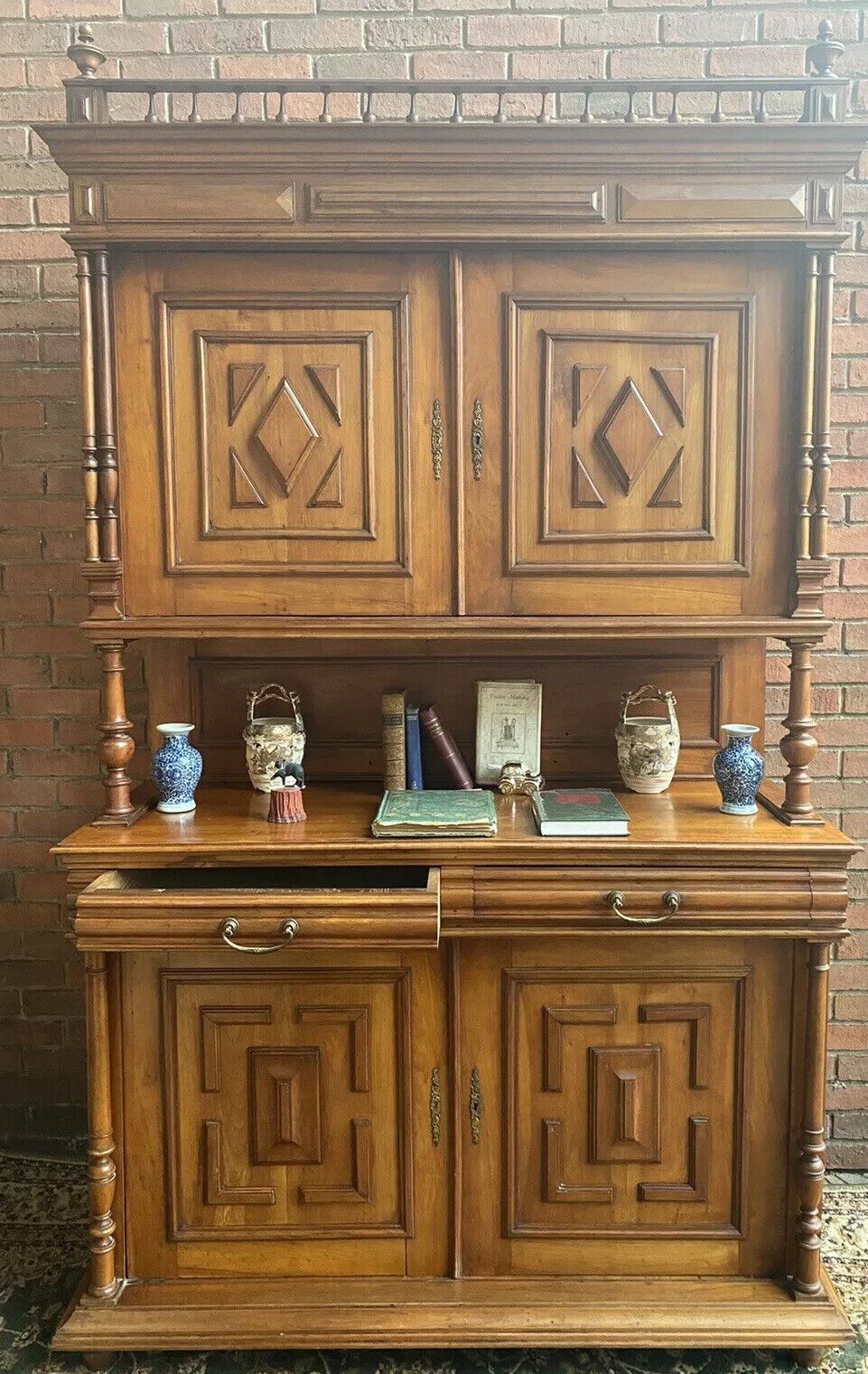 Antique German Bieder Meyer Style Monumental Satinwood Carved Bookcase photo 950.0