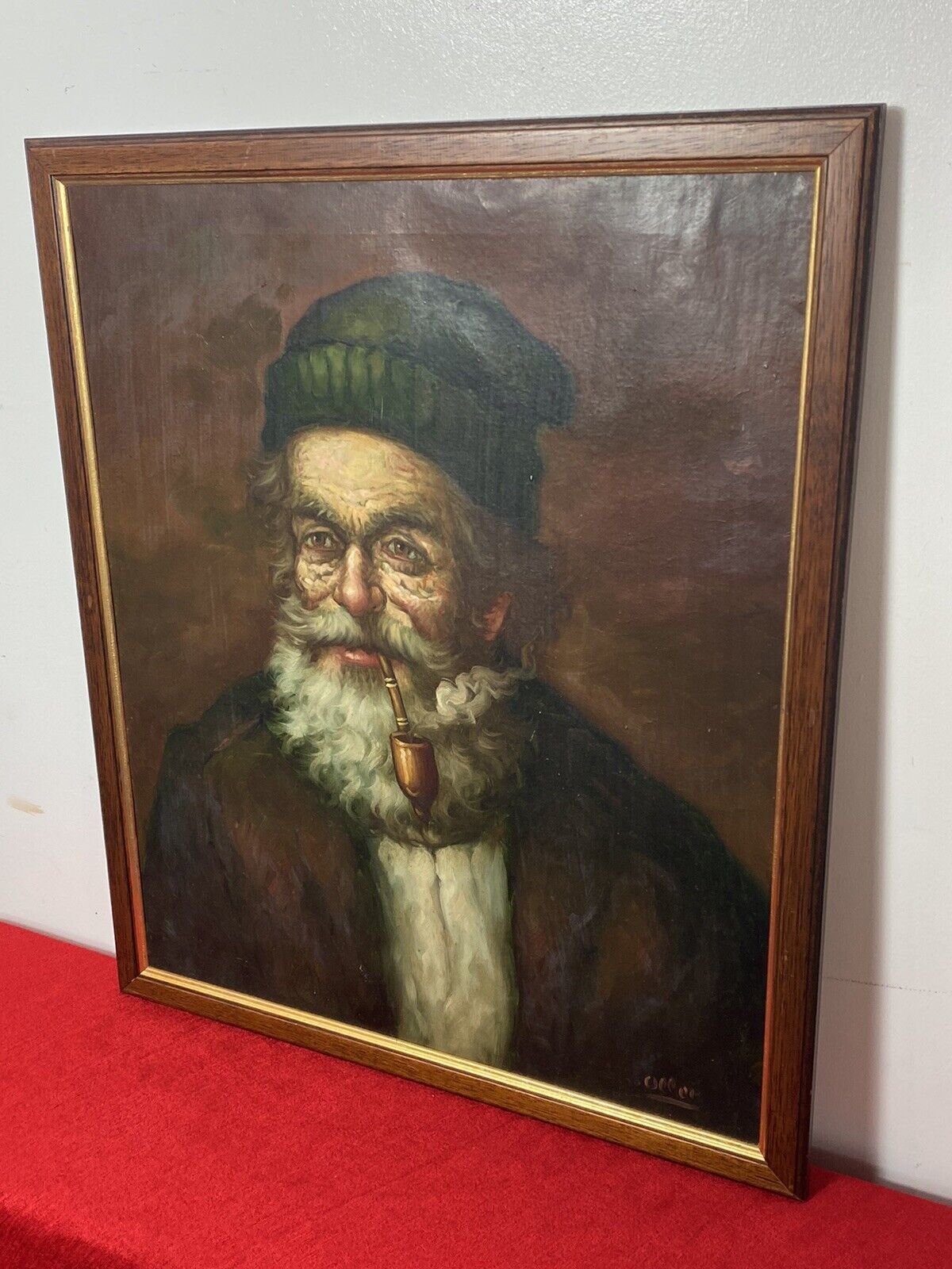 photo furniture Original Portrait Old Gentleman Smoking A Pipe By Artist Jose Olles Of Barcelona