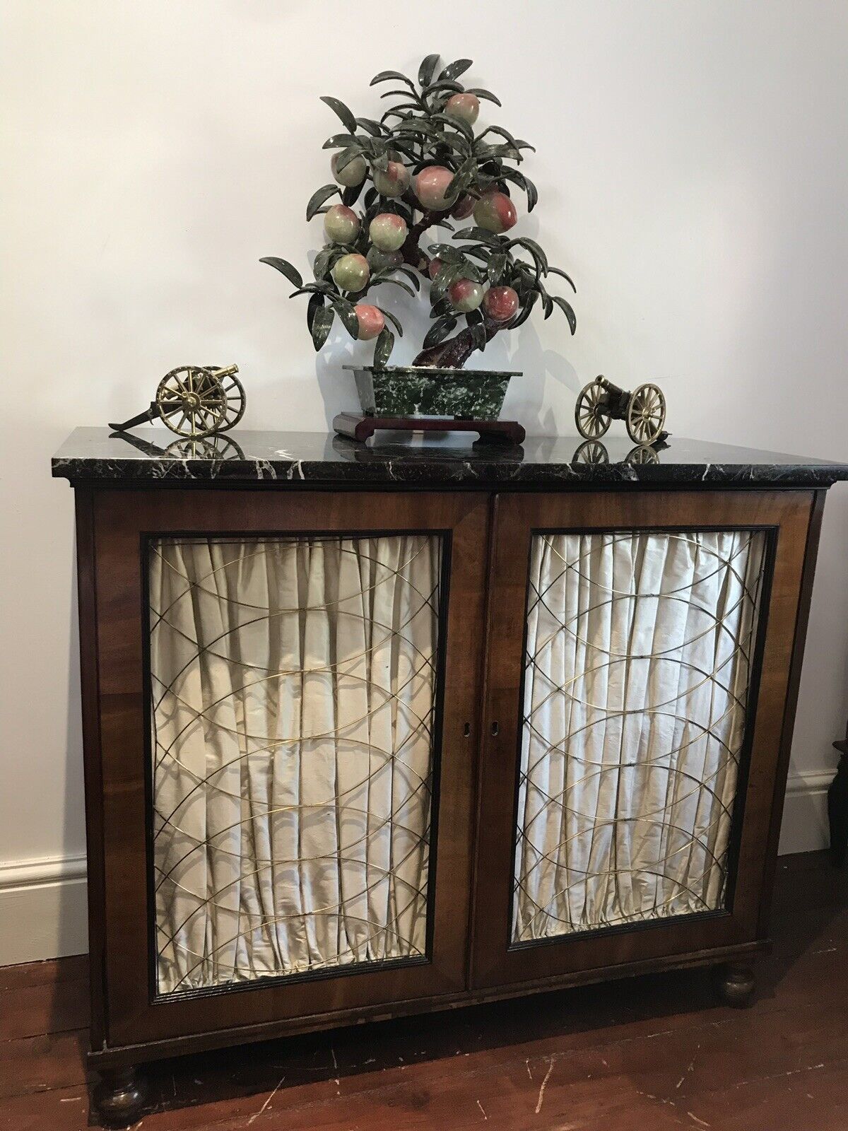 Fine Period Regency Two Door Dwarf Bookcase With Brass Wire Door Grills photo vinterior