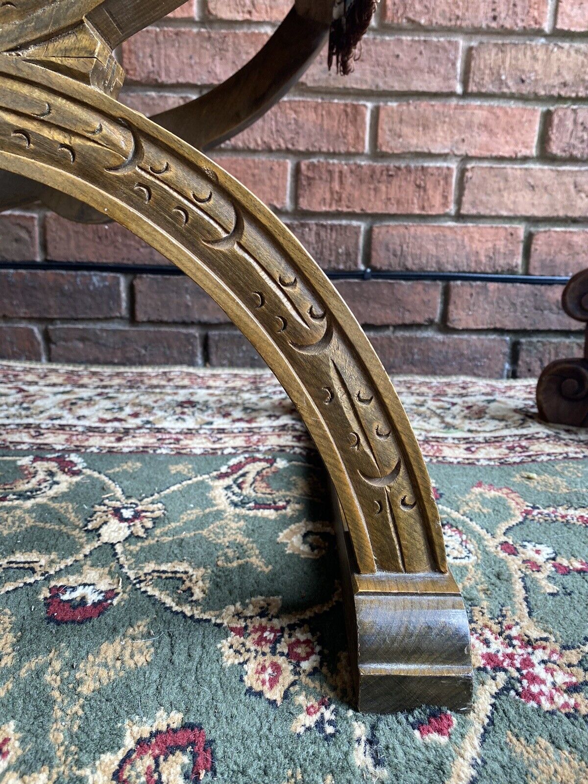 Spanish Carved Oak Cross Frame Hall Chair In Charles II Manor Circa 1890 photo buy