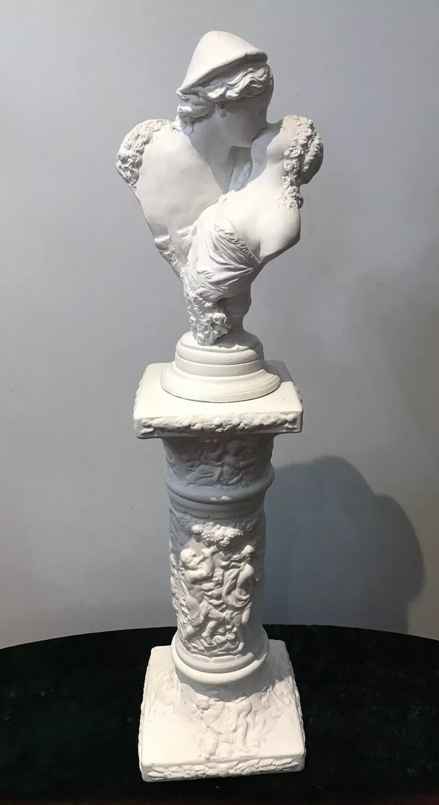 Fine Italian Sculpture ‘Loves First Kiss’ On Ornate Plinth Signed By Artist