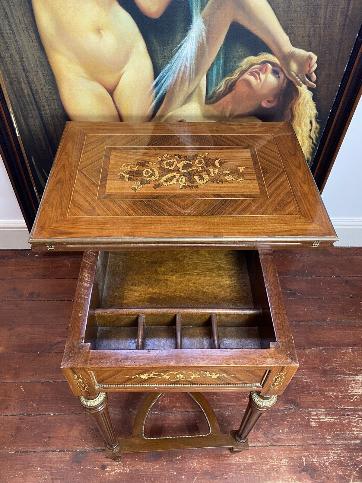 French Reproduction Louis XVI Style Writing Table With Turnover Leather Top photo 425.0
