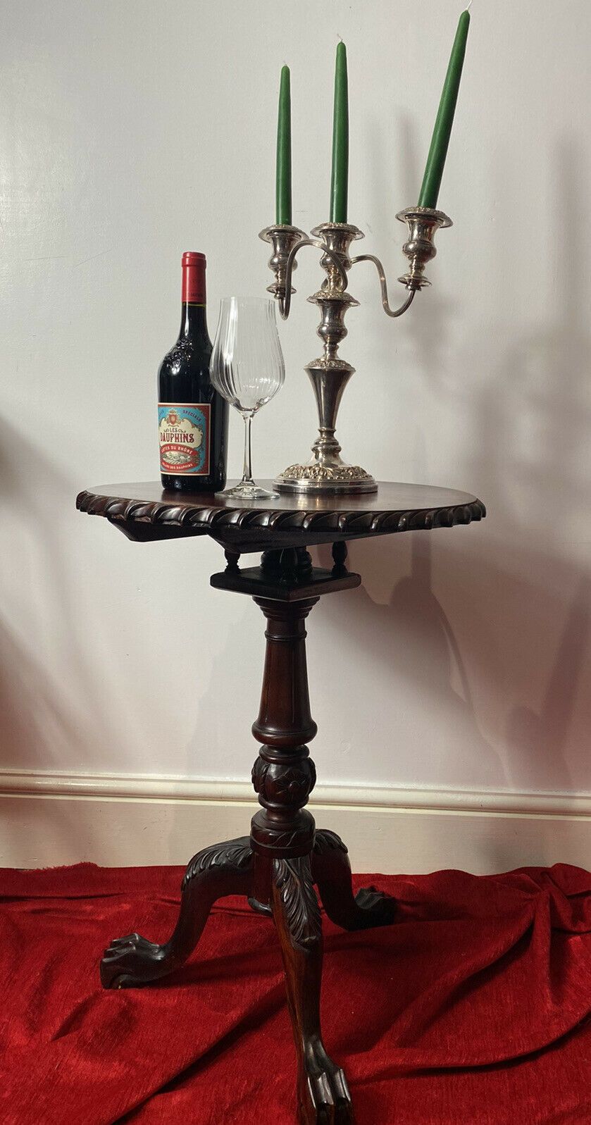 Thomas Chippendale Style Reproduction Mahogany Wine Table With Bird Cage Base photo furniture