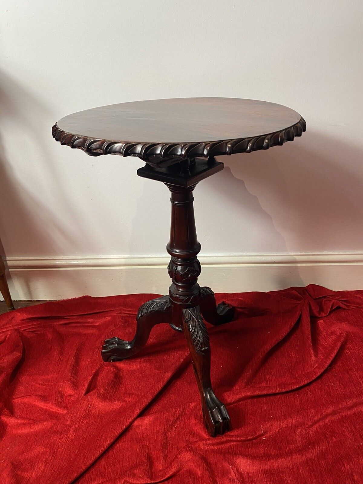 Thomas Chippendale Style Reproduction Mahogany Wine Table With Bird Cage Base photo Furniture