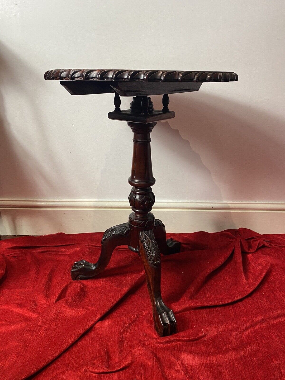 Thomas Chippendale Style Reproduction Mahogany Wine Table With Bird Cage Base photo 285.0