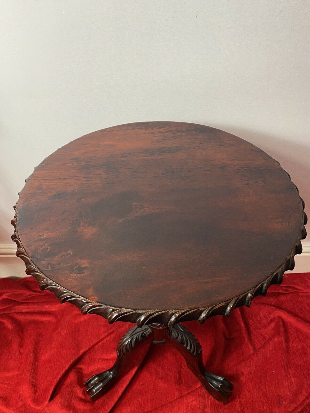 Thomas Chippendale Style Reproduction Mahogany Wine Table With Bird Cage Base photo vinterior