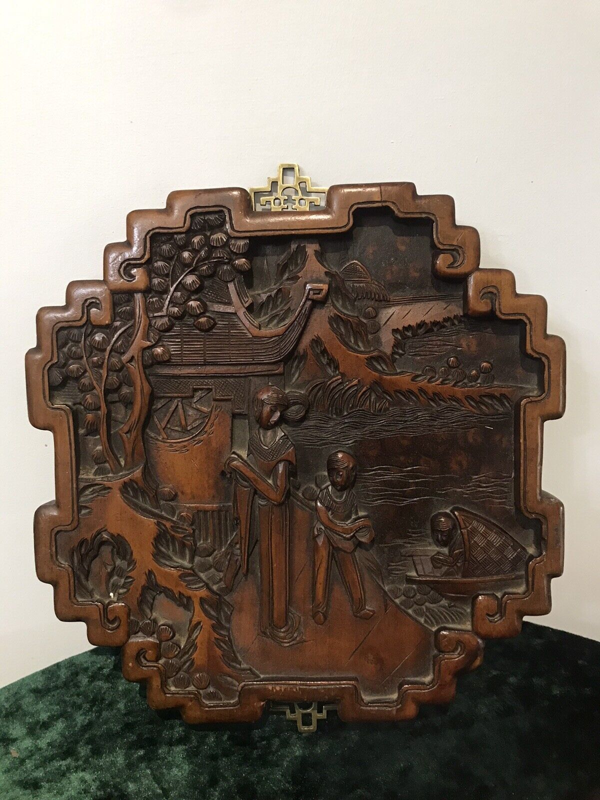 Fine Quality Pair Of Oriental Kang Si Style Hardwood Wall Plaques photo for sale
