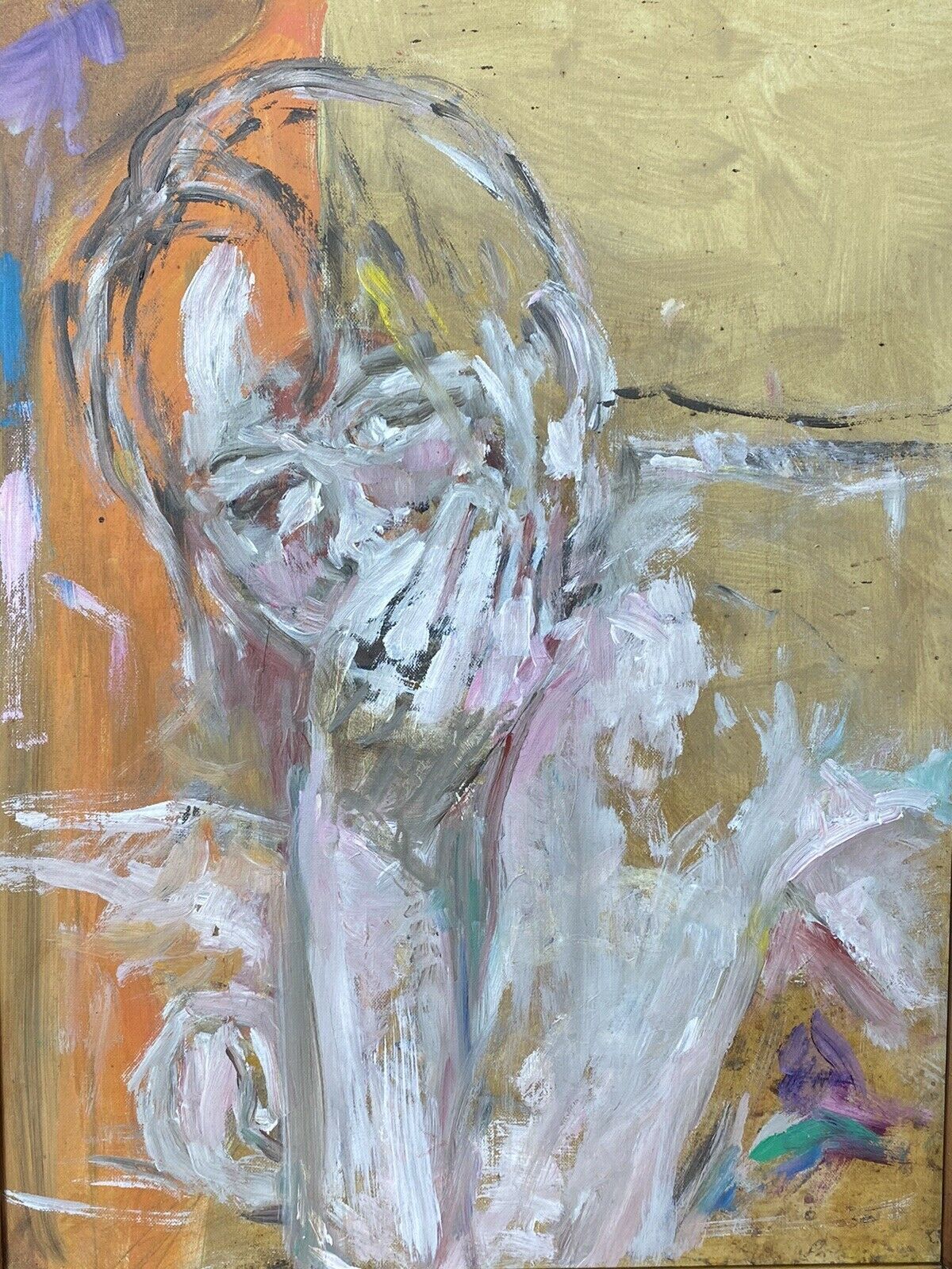Impressionist Face And Hands Portrait Study By British Artist Micheal Jenkins photo for sale