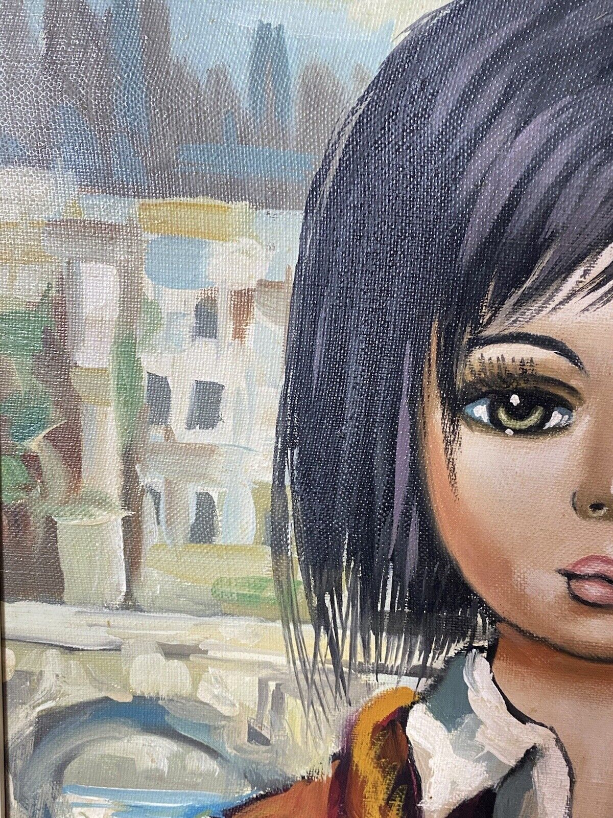 photo furniture Italian Modern Caricature Style Oil Portrait Of Young Girl Signed Sageri