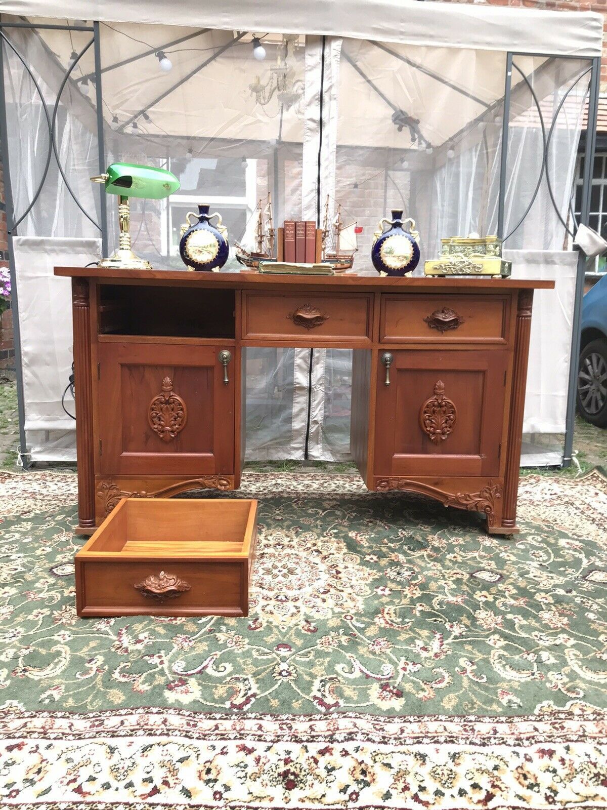 Famous Admiral Lord Nelson Style Admirality Office Desk In Solid Teak photo vinterior