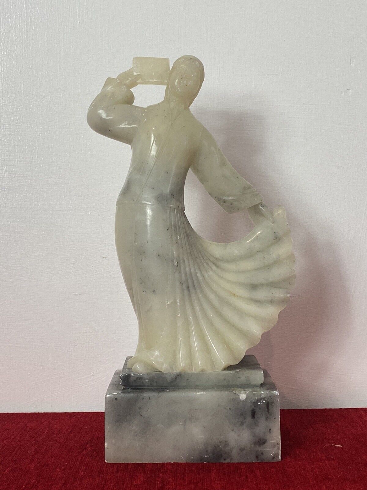 19th Century Jade Figurine Of Chinese Qing Female With Queue Hairstyle On Plinth photo furniture