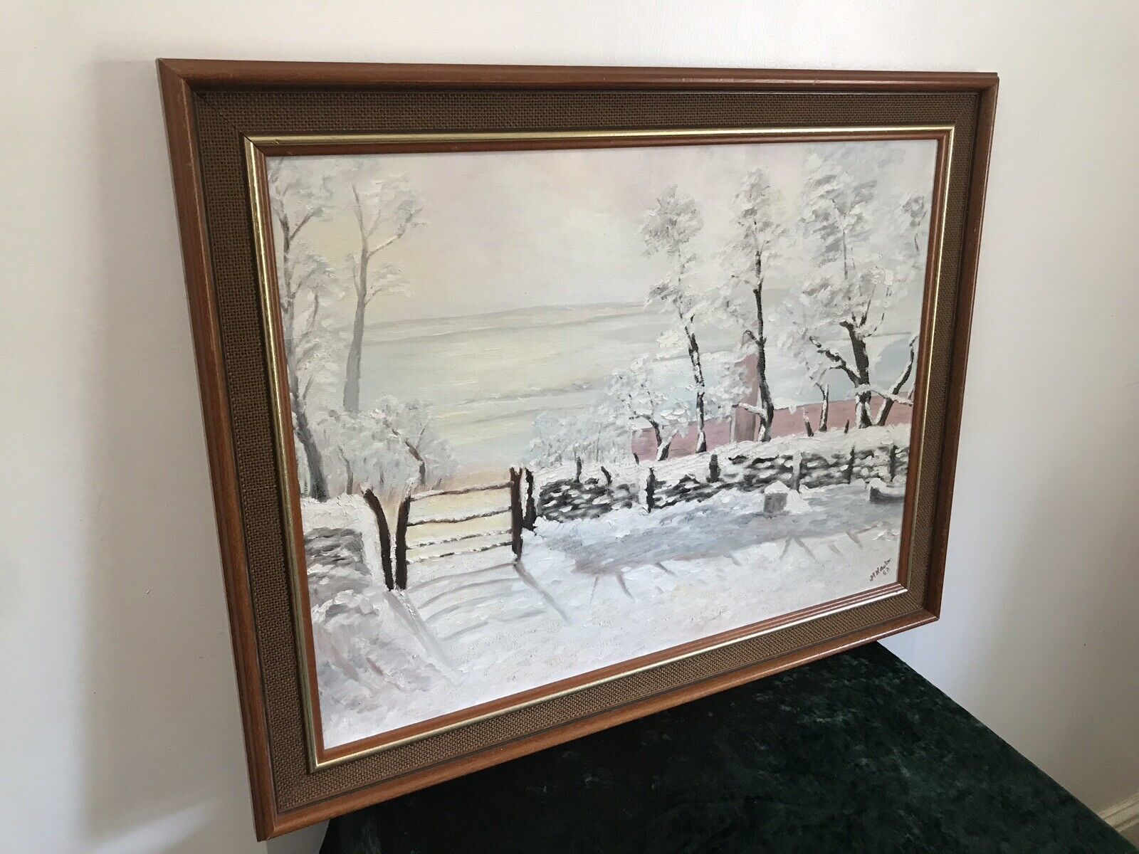 Original Oil Artwork Titled ‘The Magpie’ After Claude Monet By Artist M Newton photo furniture