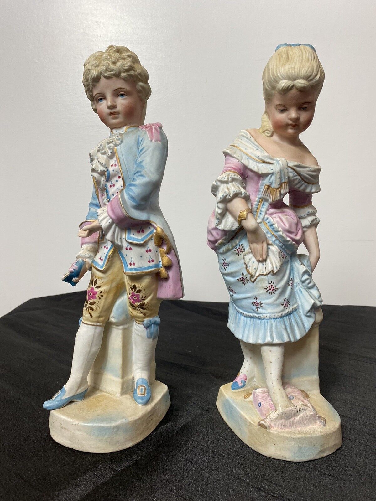 Pair Of Rare French Bisque Figurines The Prince And Princess With Glass Slipper photo furniture