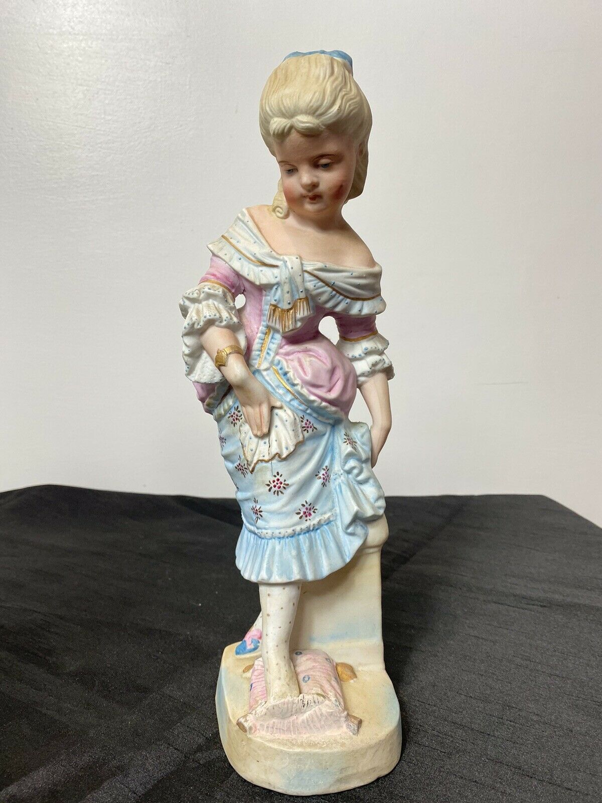 Pair Of Rare French Bisque Figurines The Prince And Princess With Glass Slipper photo vinterior