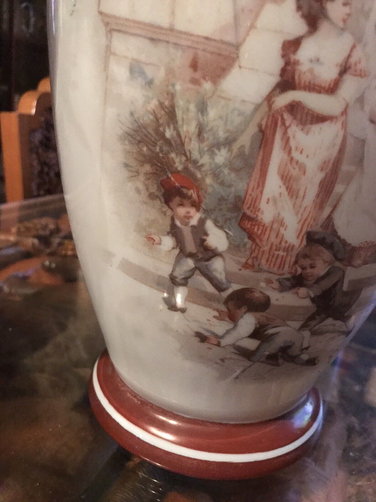 photo furniture Impressive French Antique Opaque Glass Vase