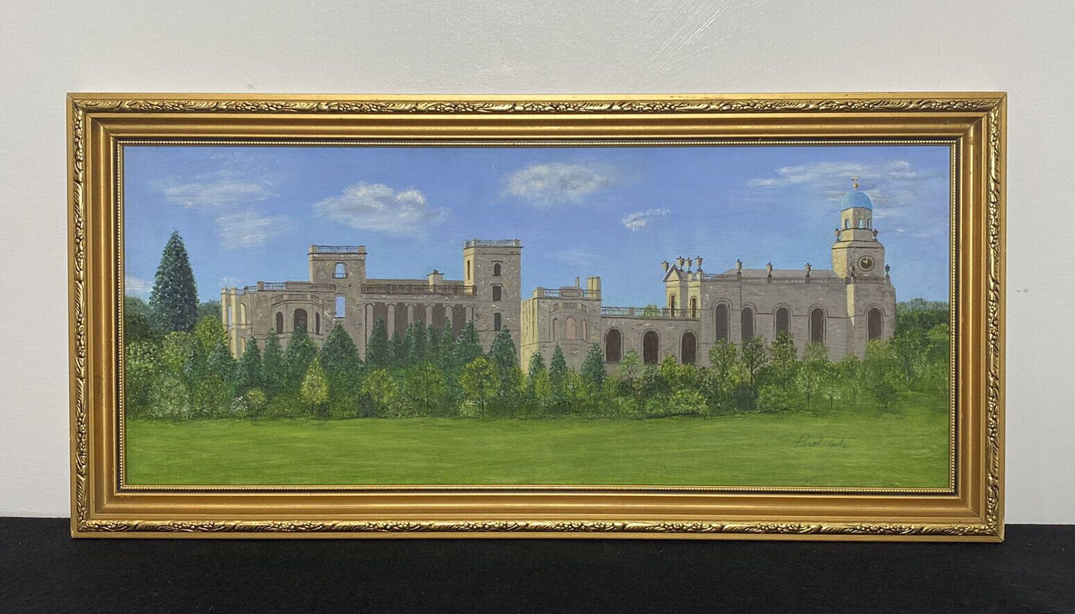 Historic Witley Court British Heritage Oil Painting Signed By Artist Pearl Bowl
