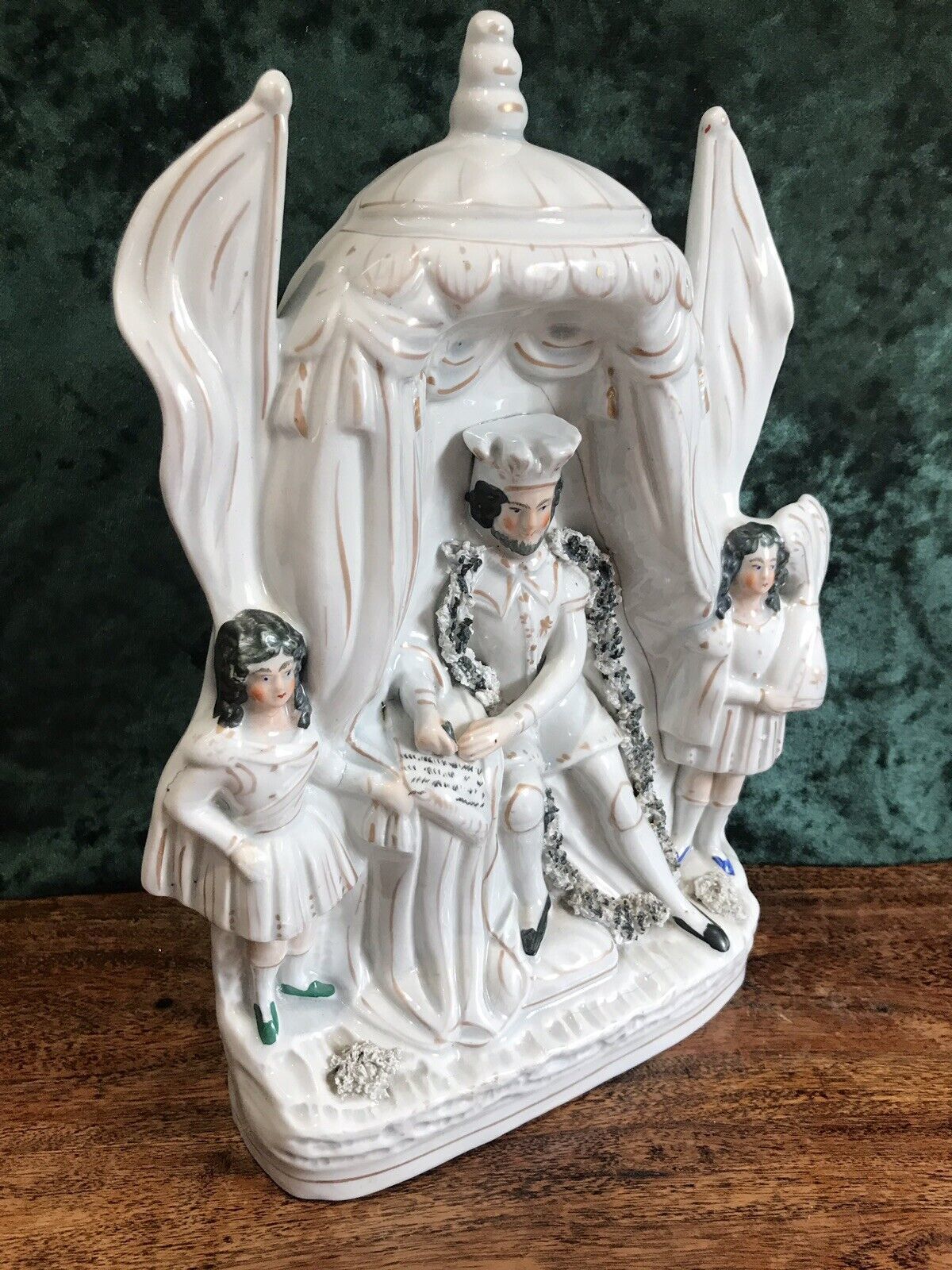 Rare Antique Staffordshire Figurine King John Of England Signing Magna Carter photo furniture
